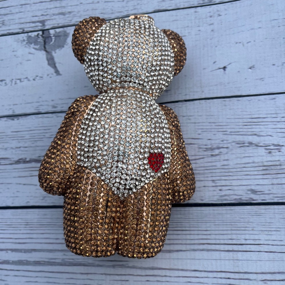 Panda Teddy Bear NEW Rhinestone Crystal Clutch Bag Purse Minaudiere Whimsy Bling - Picture 5 of 15